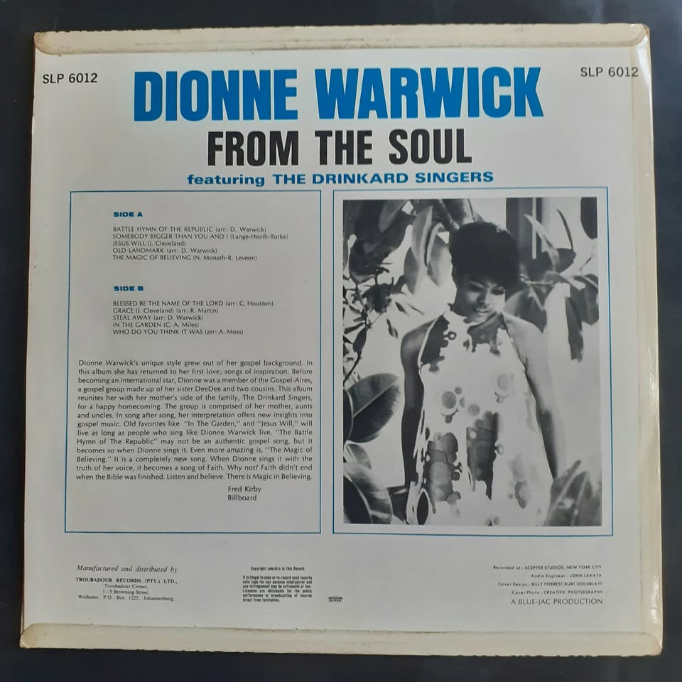 Dionne Warwick - From The Soul LP Record