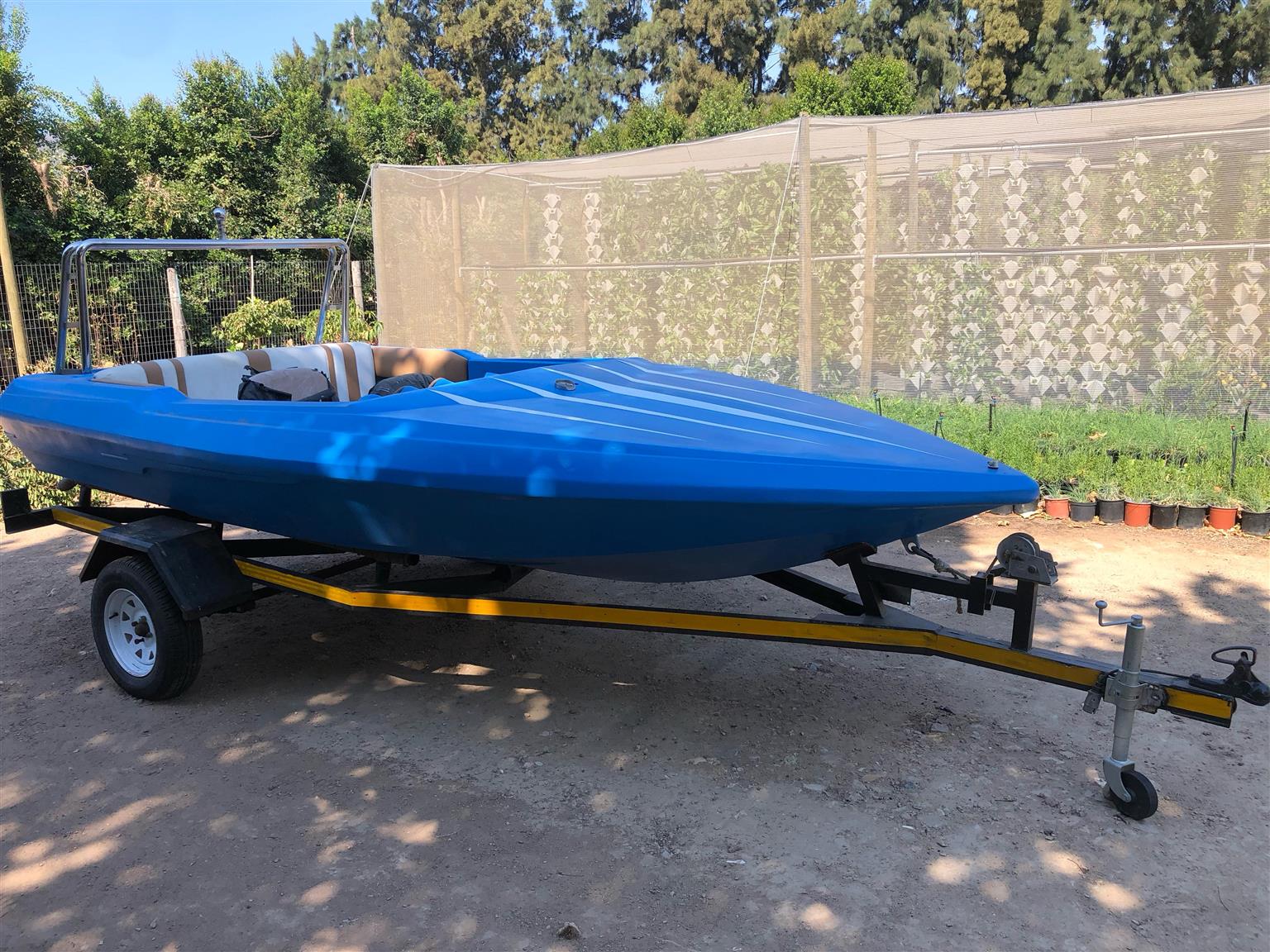 Speedboat project, checkmate sportfire, registered trailer, rebuilt transom