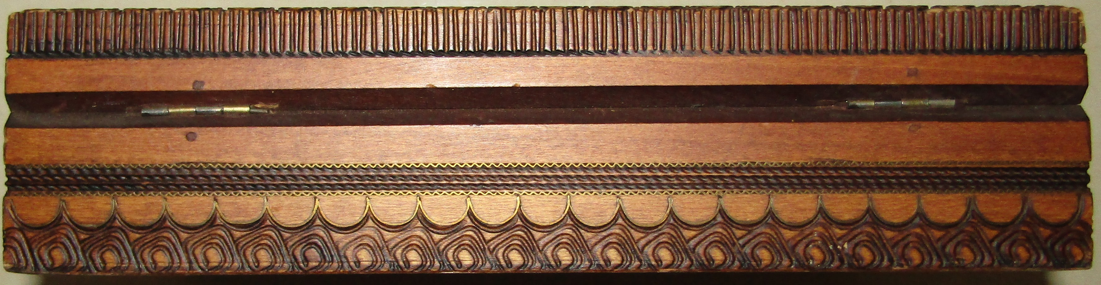 J & J Cash Hand Carved Hinged Wooden Box with Woven Image of Forest Animals made