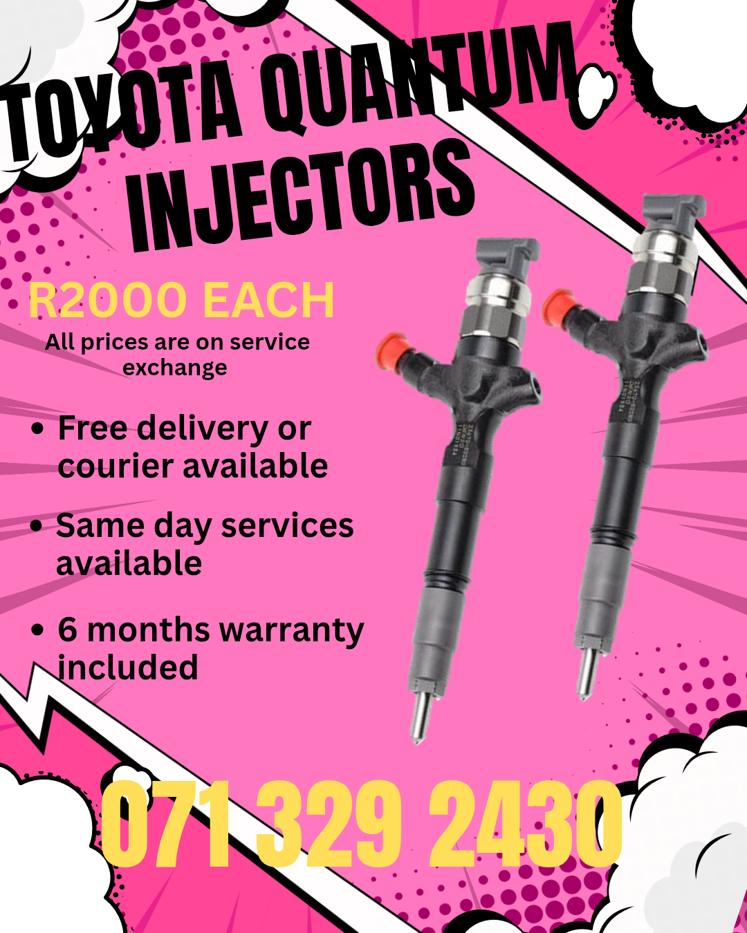 TOYOTA QUANTUM DIESEL INJECTORS FOR SALE WITH WARRANTY - Private Seller TOYOTA QUANTUM DIESEL INJECTORS FOR SALE WITH WARRANTY - Private Seller