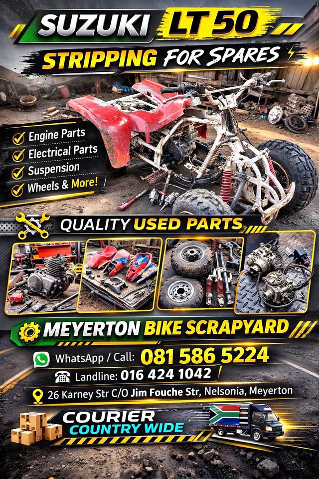 Suzuki LT 50 stripping for spares. Meyerton bike scrapyard new & secondhand spares. Andre - Private Seller Suzuki LT 50 stripping for spares. Meyerton bike scrapyard new & secondhand spares. Andre - Private Seller