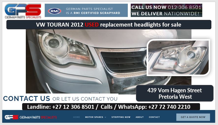 VW Touran 2012 used replacement headlights for sale - Private Seller VW Touran 2012 used replacement headlights for sale - Private Seller