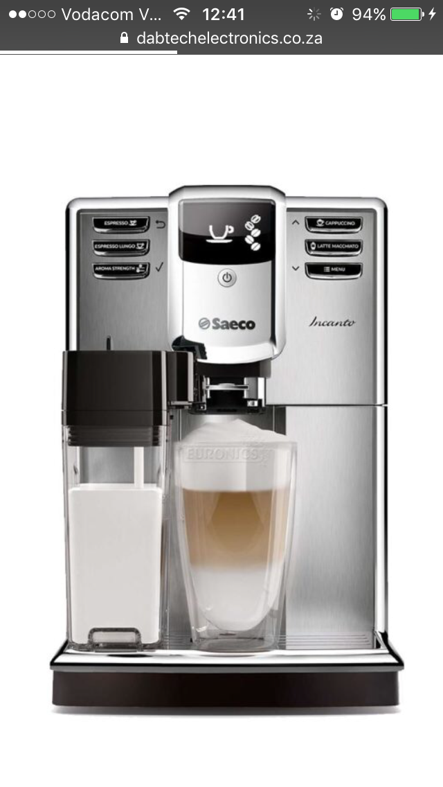 Saeco fully automatic bean to cup coffee machine -Incanto
