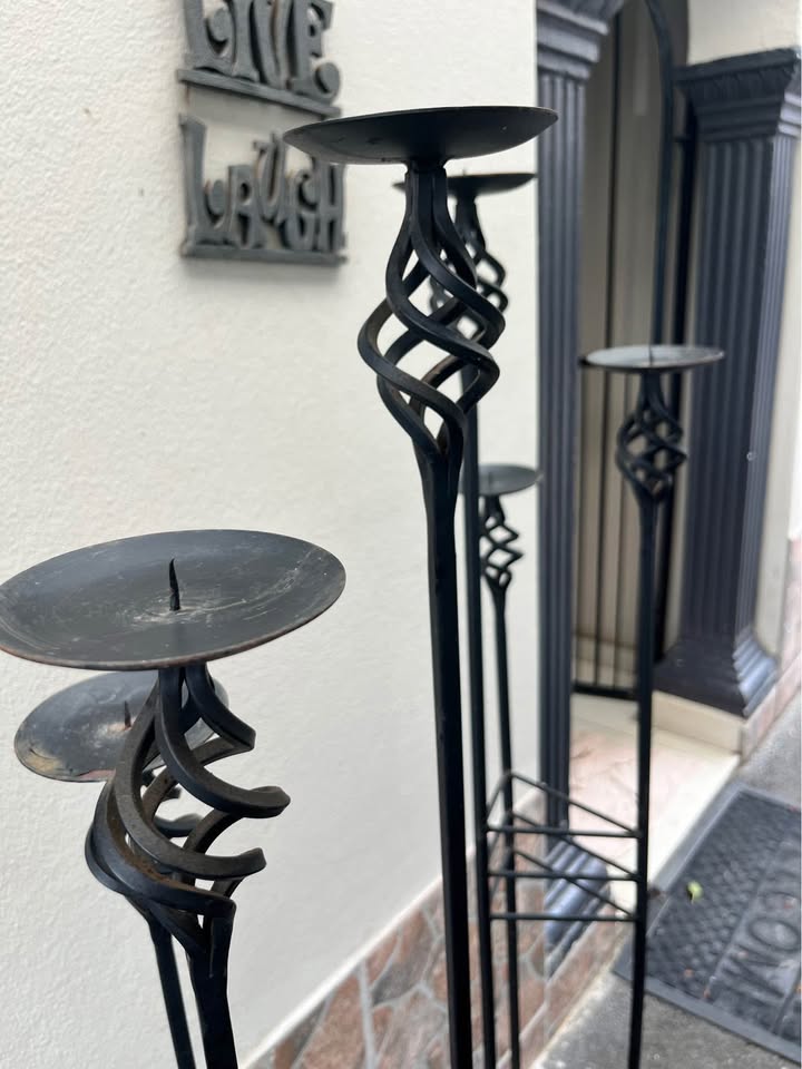 3 tier wrought iron candle holder set