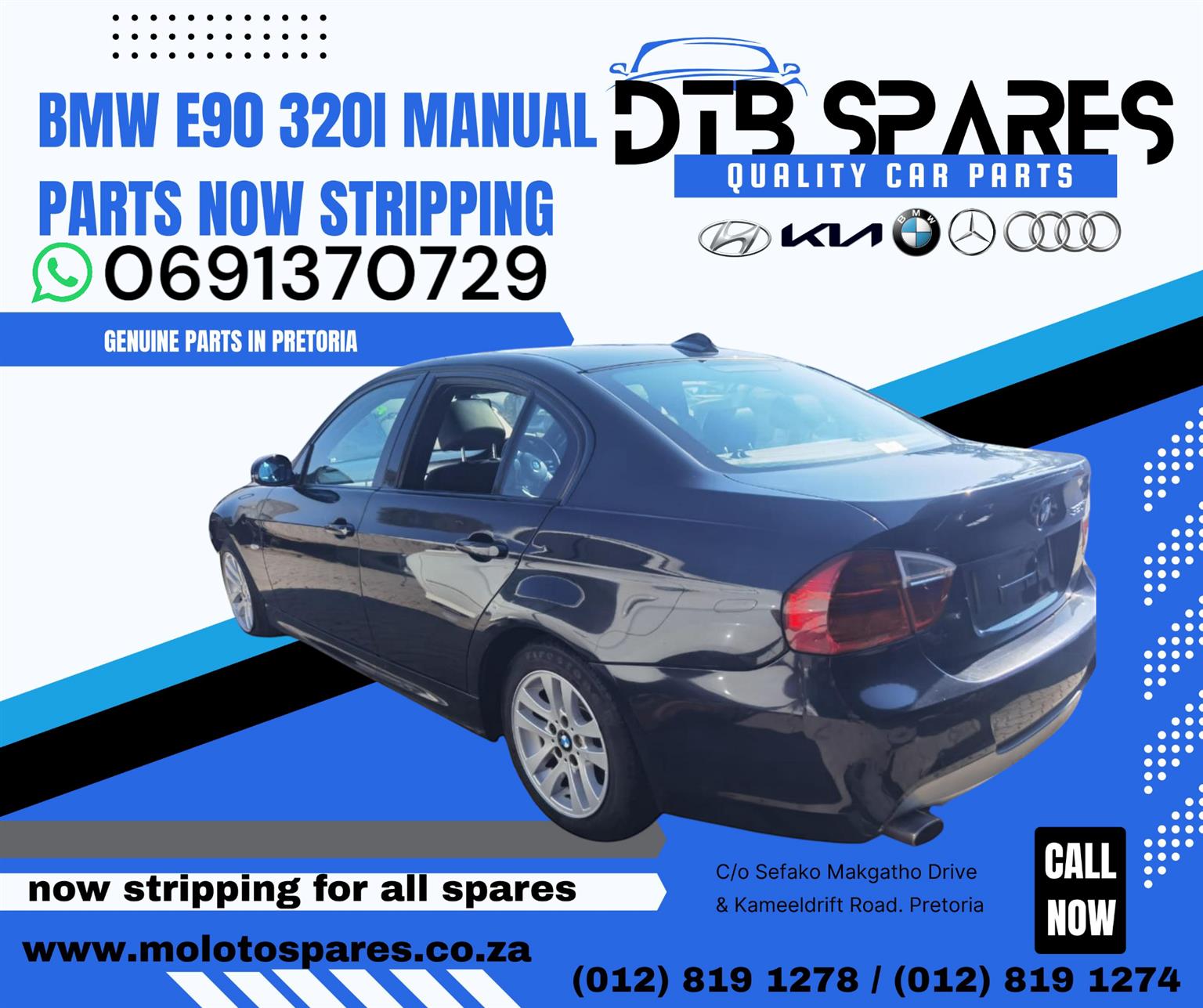 All spares for Audi Bmw Merc Kia and Hyundai