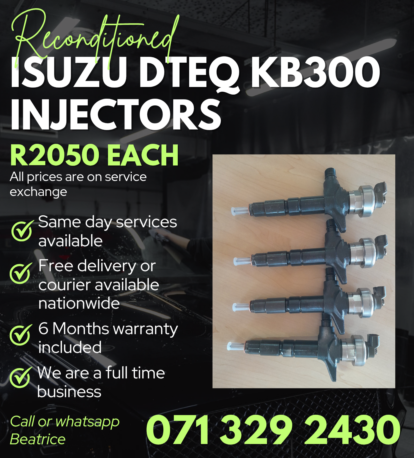 ISUZU DTEQ KB300 INJECTORS FOR SALE WITH WARRANTY - Private Seller ISUZU DTEQ KB300 INJECTORS FOR SALE WITH WARRANTY - Private Seller
