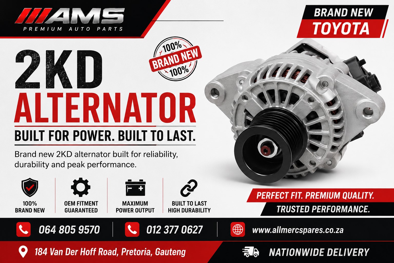 New Toyota 2KD Alternator - Private Seller New Toyota 2KD Alternator - Private Seller