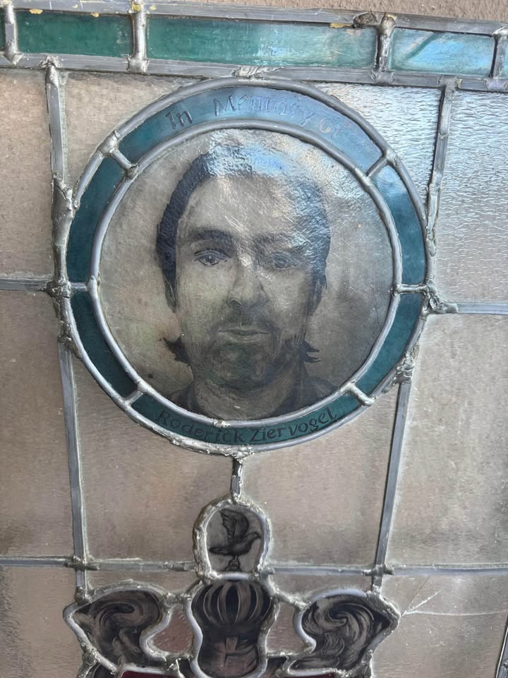 Vintage Stained glass memorial window