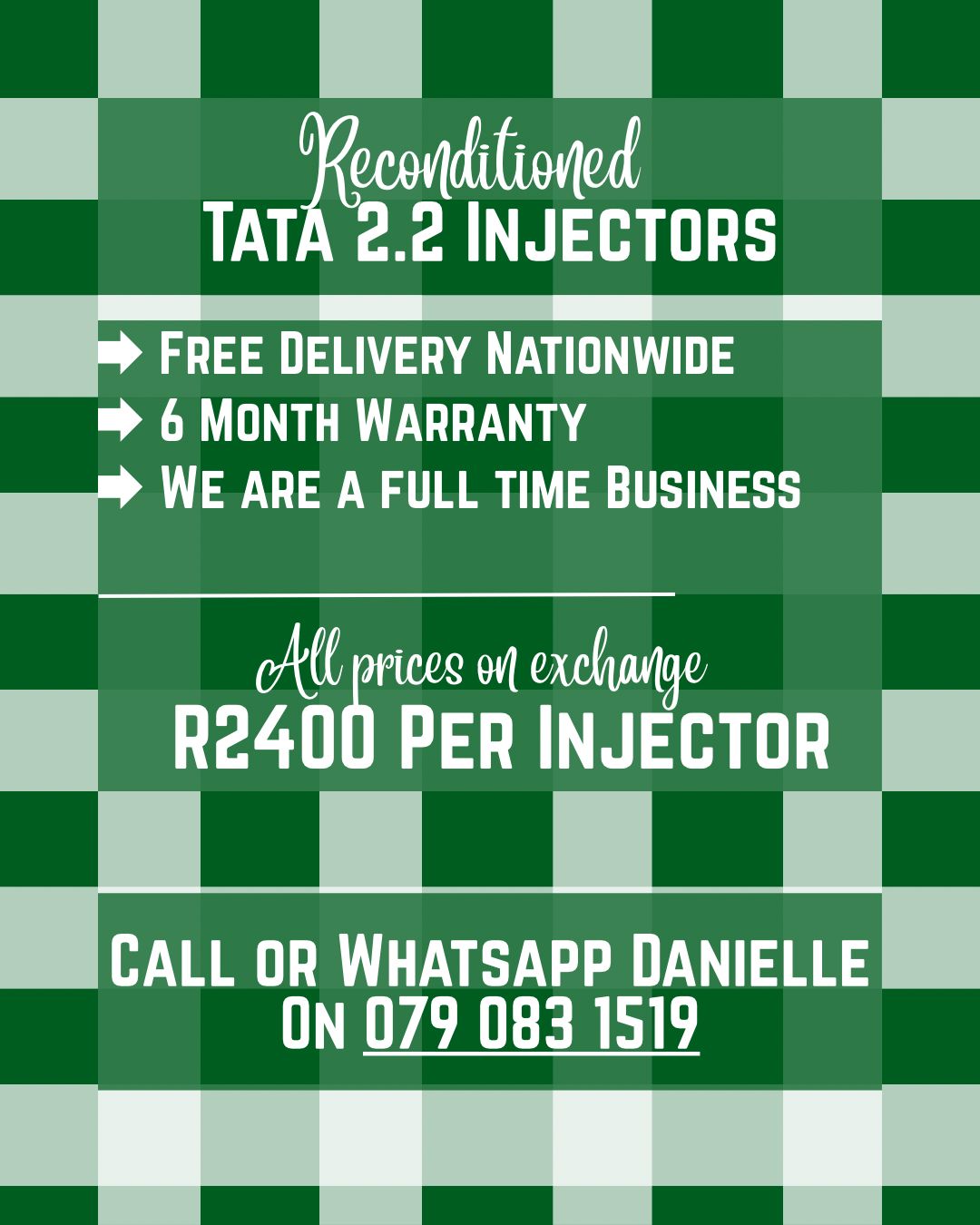 TATA 2.2 INJECTORS FOR SALE WITH WARRANTY INCLUDED - Private Seller TATA 2.2 INJECTORS FOR SALE WITH WARRANTY INCLUDED - Private Seller