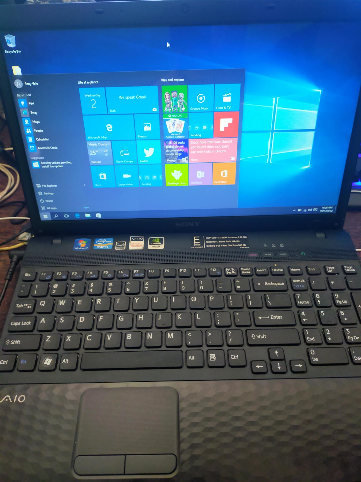 Sony vaio laptop for sale i3 1tb hdd