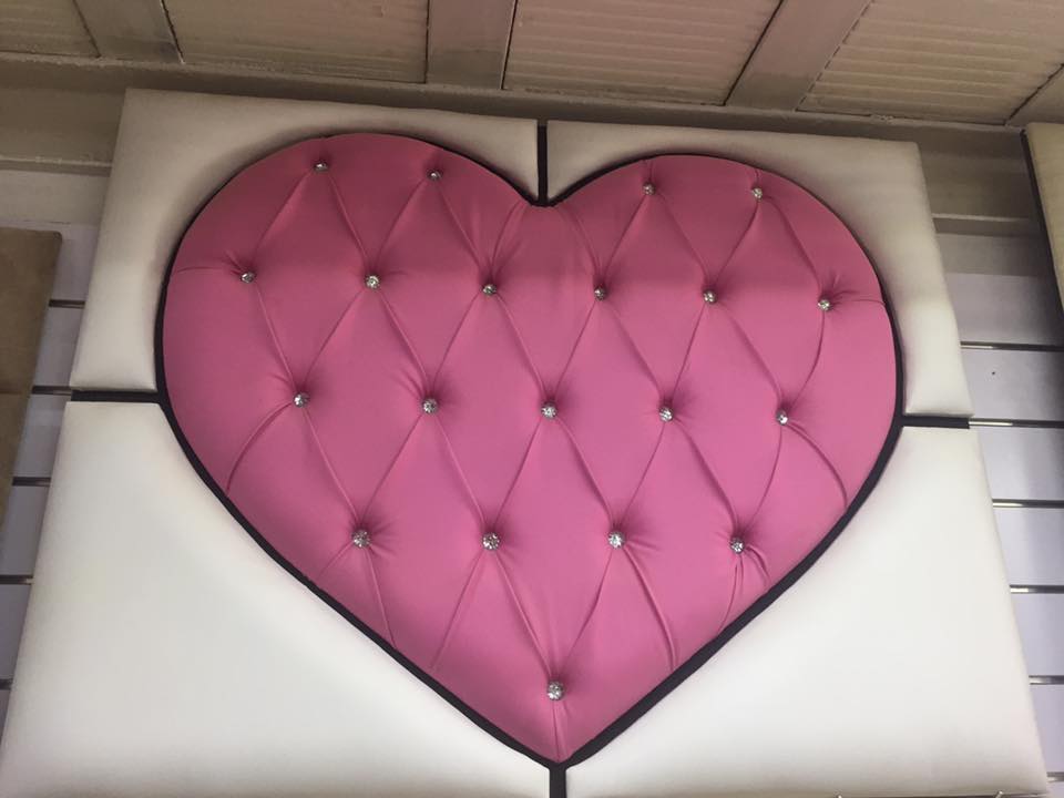 Pink Heart Shaped Material Headboard Junk Mail Pink Heart Shaped Material Headboard