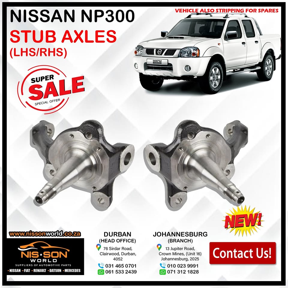 NISSAN NP300 STUB AXLES (LHS/RHS) - Private Seller NISSAN NP300 STUB AXLES (LHS/RHS) - Private Seller