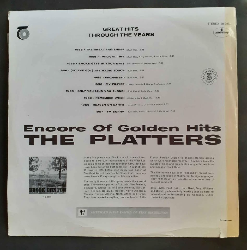 The Platters - Encore of Golden Hits LP Record