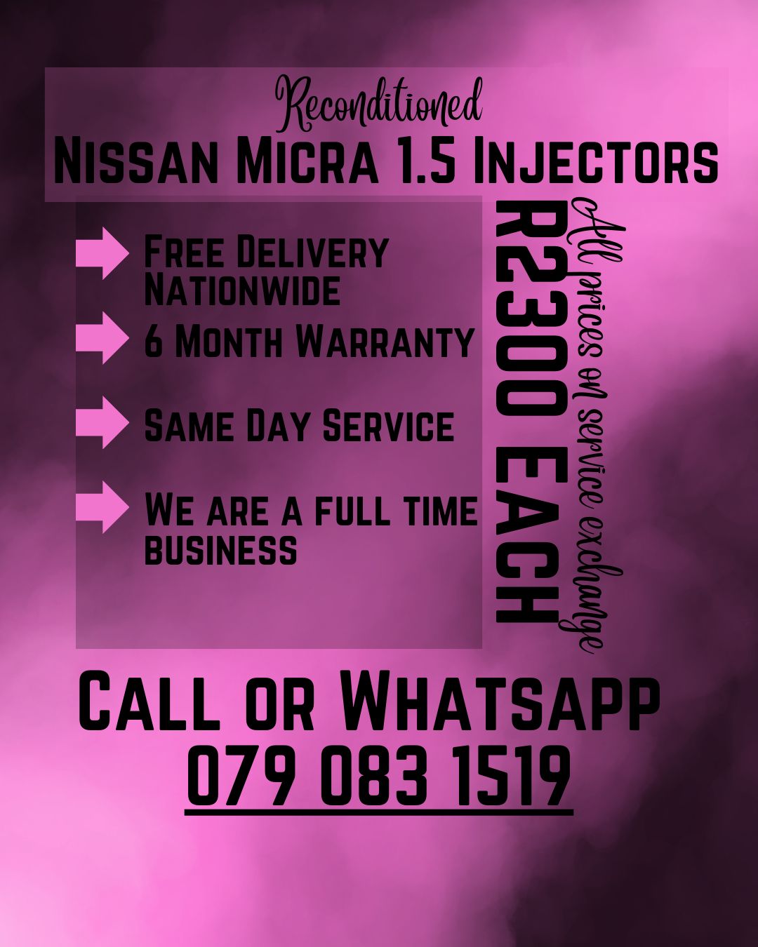 NISSAN MICRA 1.5 INJECTORS FOR SALE WITH WARRANTY INCLUDED - Private Seller NISSAN MICRA 1.5 INJECTORS FOR SALE WITH WARRANTY INCLUDED - Private Seller