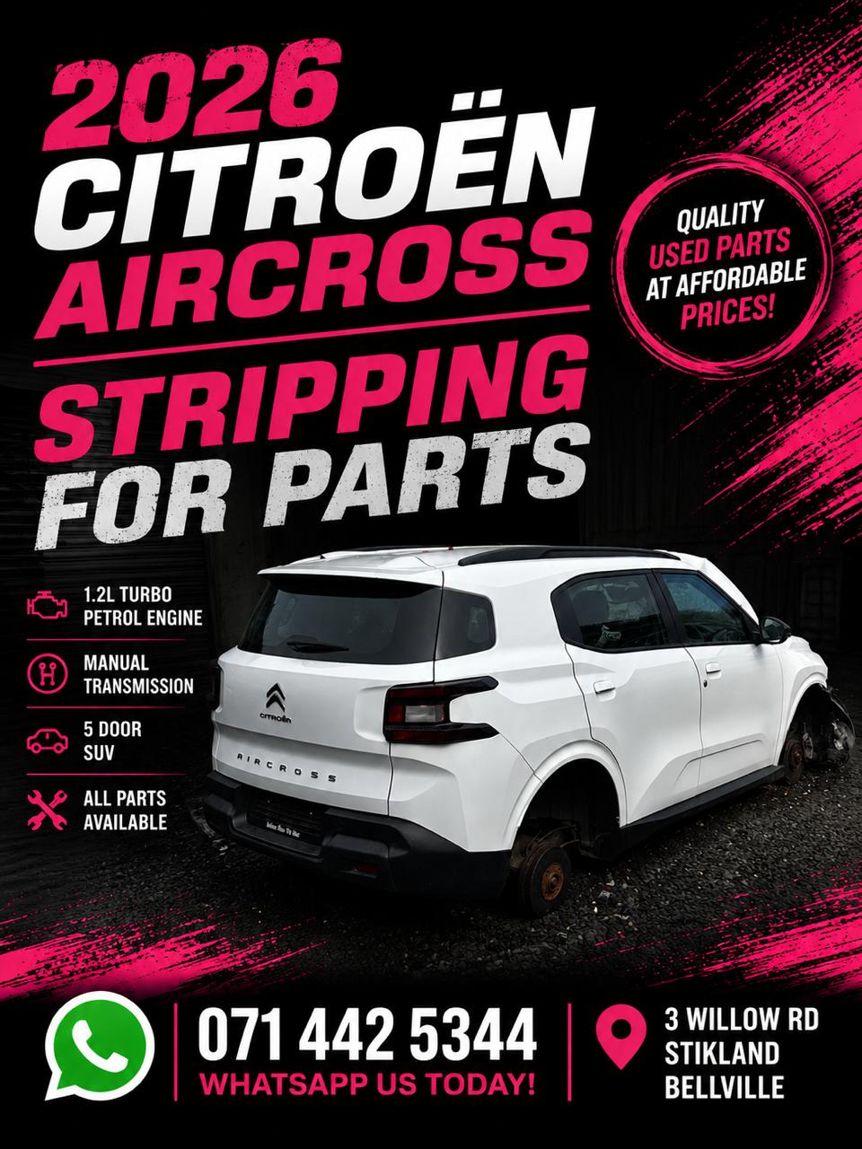 2026 Citroën Aircross - Stripping for parts - Private Seller 2026 Citroën Aircross - Stripping for parts - Private Seller
