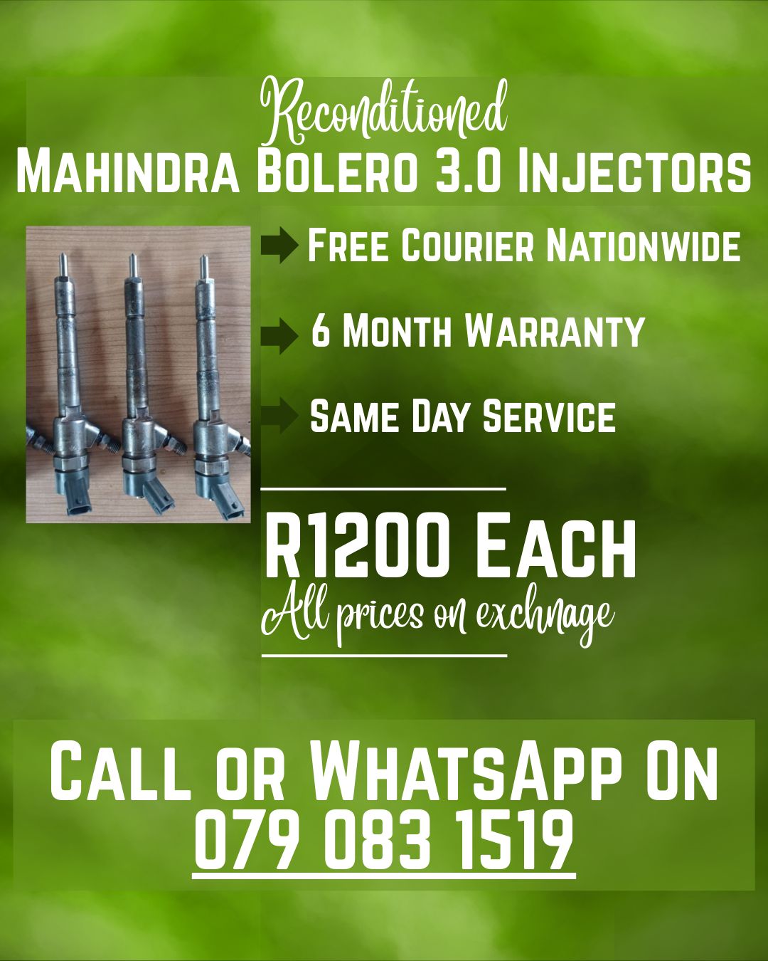 MAHINDRA BOLERO 3.0 INJECTORS FOR SALE WITH WARRANTY INCLUDED - Private Seller MAHINDRA BOLERO 3.0 INJECTORS FOR SALE WITH WARRANTY INCLUDED - Private Seller