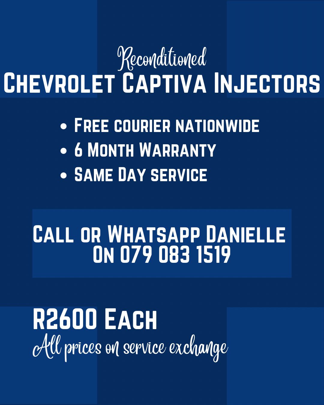 CHEVROLET CAPTIVA INJECTORS FOR SALE WITH WARRANTY INCLUDED - Private Seller CHEVROLET CAPTIVA INJECTORS FOR SALE WITH WARRANTY INCLUDED - Private Seller
