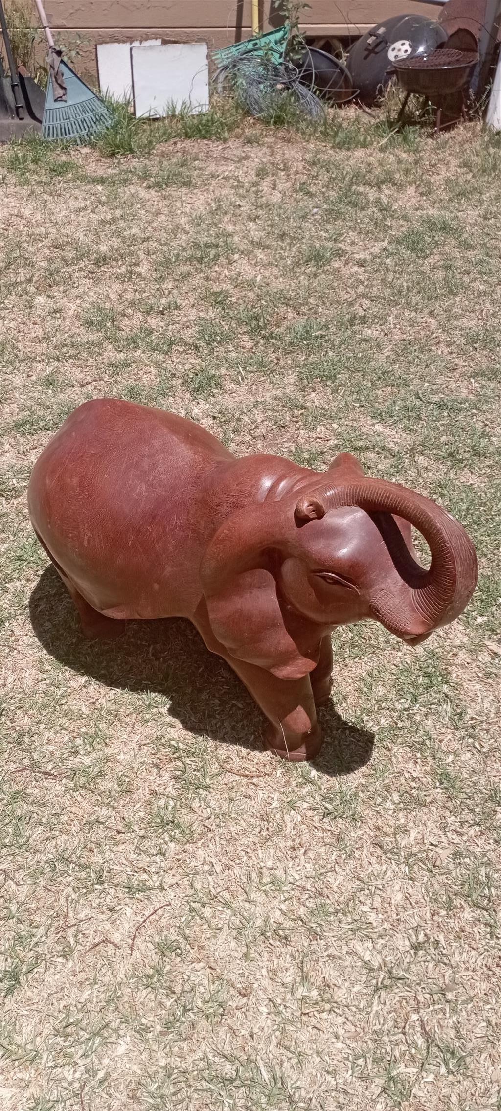 Large carved wooden elephant