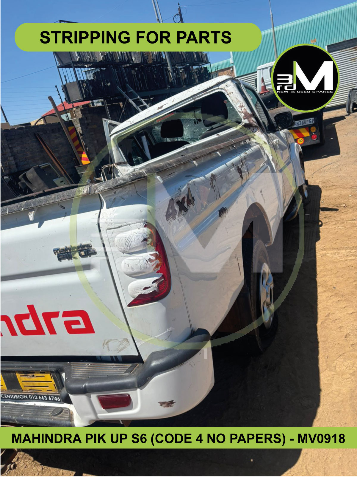 2022 MAHINDRA PIK UP S6 (STRIPPING FOR PARTS) - MV0918 - Private Seller 2022 MAHINDRA PIK UP S6 (STRIPPING FOR PARTS) - MV0918 - Private Seller