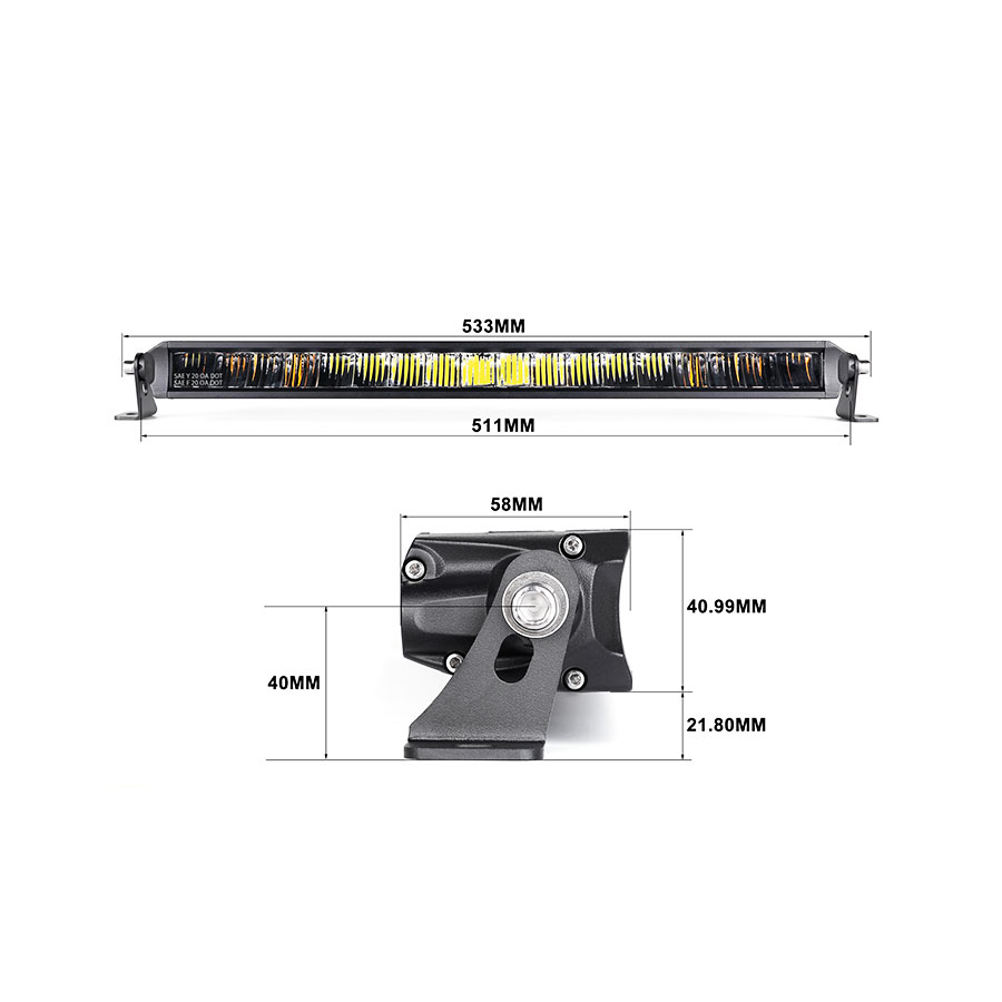 LED360 Black Widow 20″ Foglight Bar including Harness – White/amber