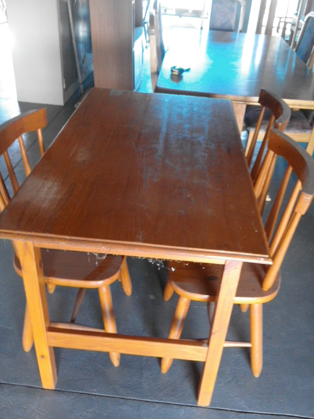 4 chairs and  oak varnished table 