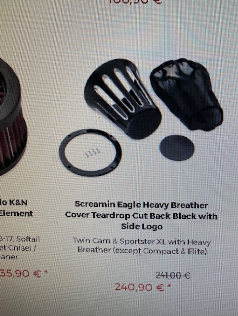 Air Filter Harley Davidson Teardrop core Airfilter intake