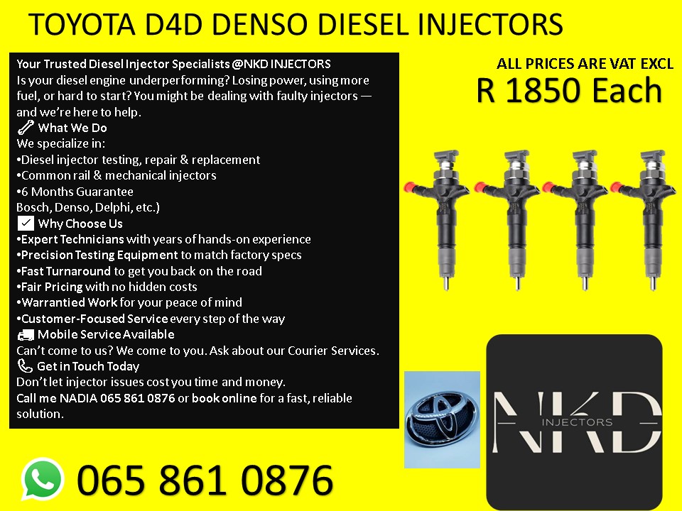 TOYOTA D4D DIESEL INJECTRS FOR SALE OR RECON - Private Seller TOYOTA D4D DIESEL INJECTRS FOR SALE OR RECON - Private Seller