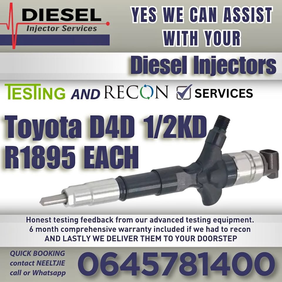 Toyota D4D 1/2kd diesel injectors for sale - Private Seller Toyota D4D 1/2kd diesel injectors for sale - Private Seller