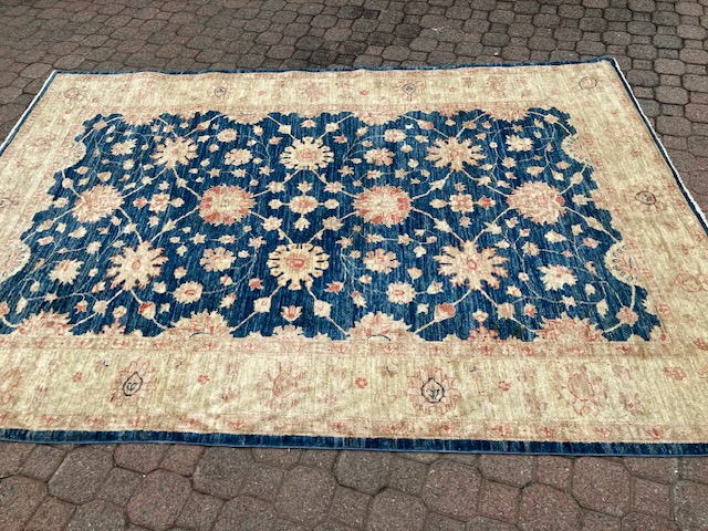 Carpet Afgan blue and gold hand knotted 1.9x2.75 and runner 4.1x0.9m