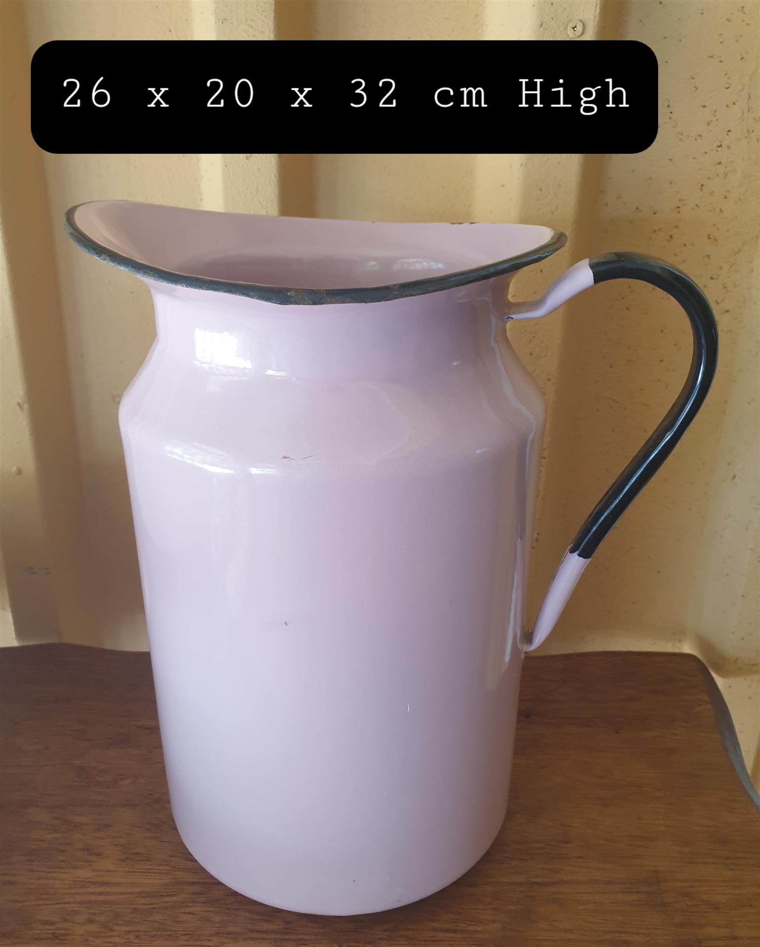 Vintage Pink Enamel Jug and Wash Basin