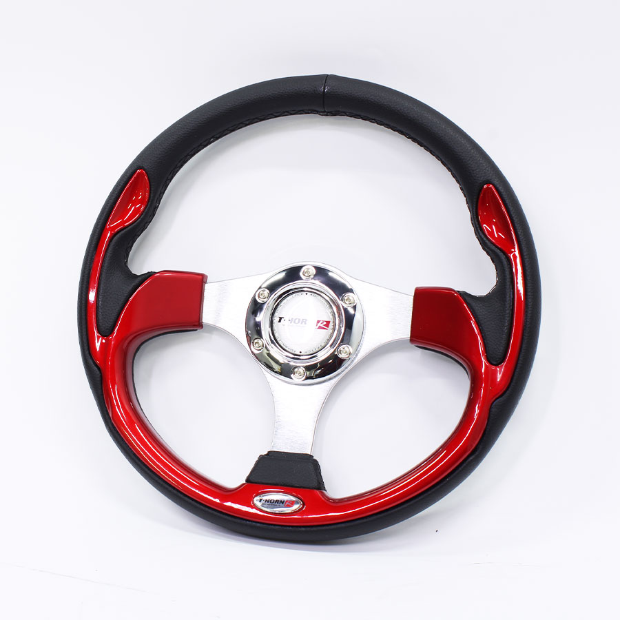X1 Series Sports Steering Wheel – Black with Gloss Red Inserts