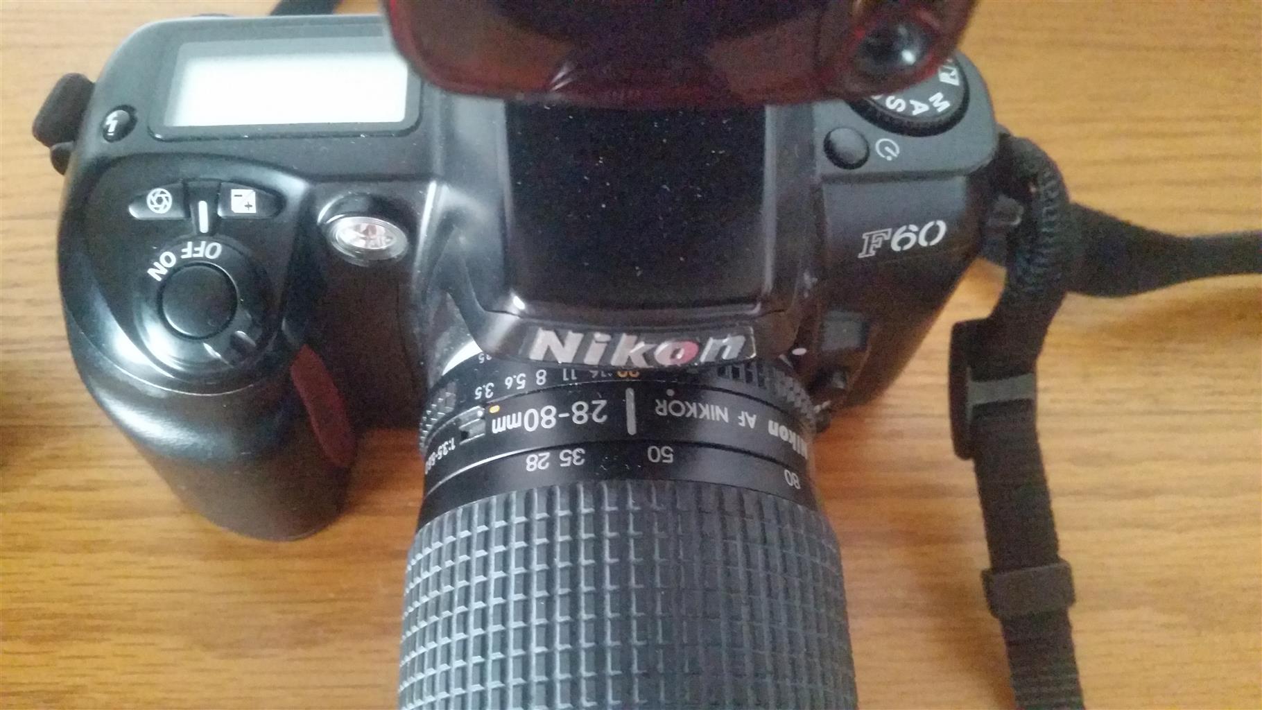 Nikon F60 SLR camera for sale.