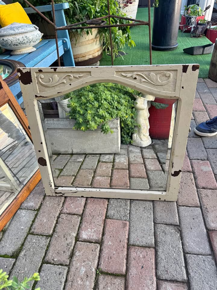 Antique wooden wall mirror