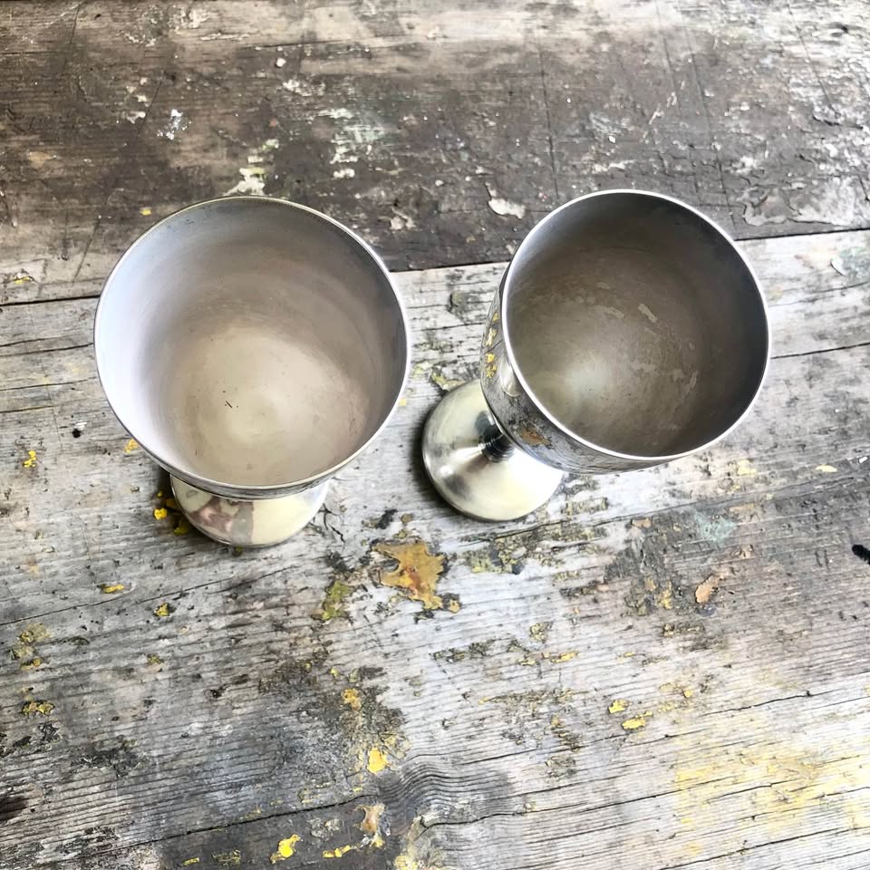Two beautiful Silver plated wine goblets or candle holders (Price Non-Neg)