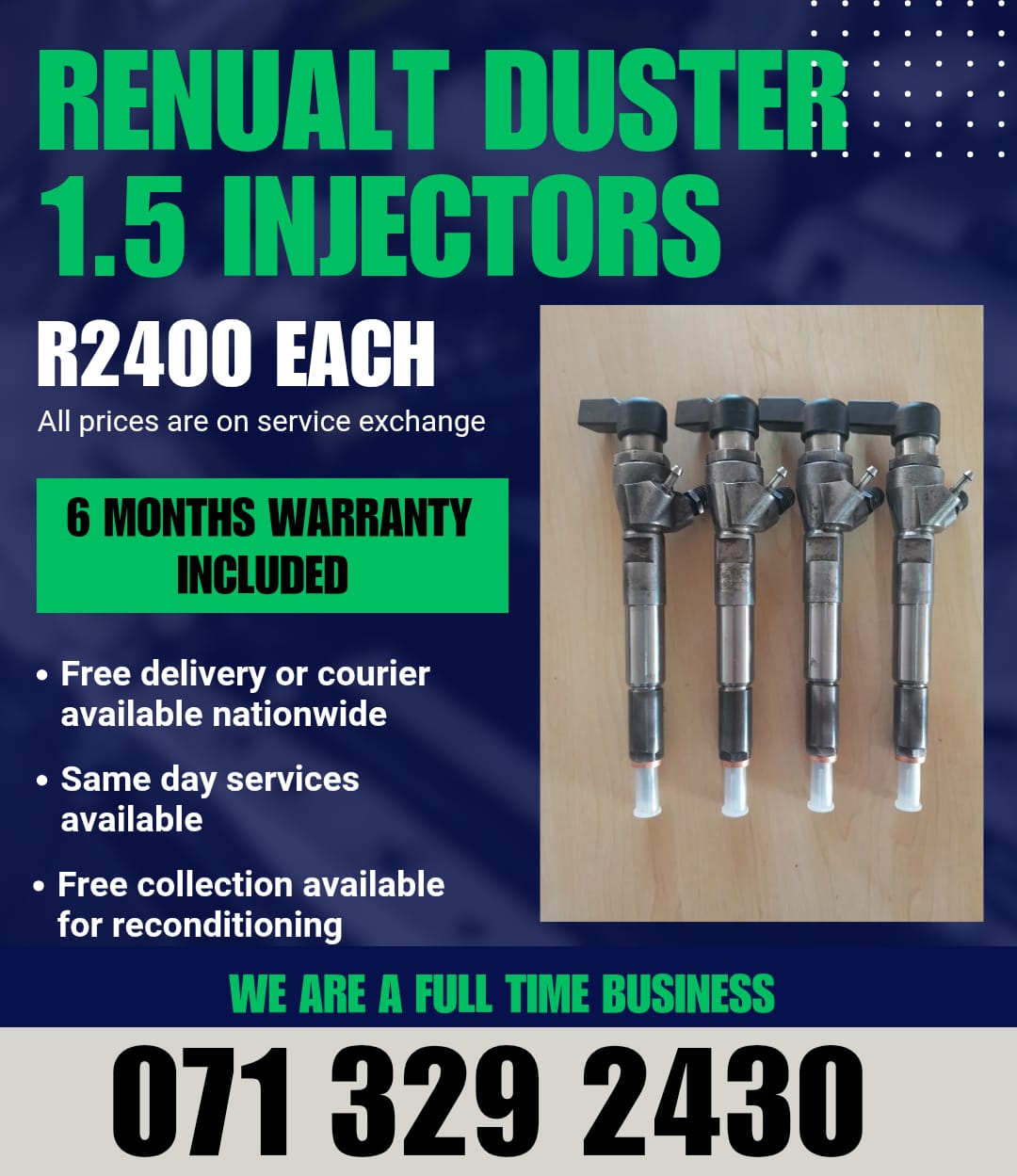 RENUALT DUSTER 1.5 DIESEL INJECTORS FOR SALE WITH WARRANTY - Private Seller RENUALT DUSTER 1.5 DIESEL INJECTORS FOR SALE WITH WARRANTY - Private Seller