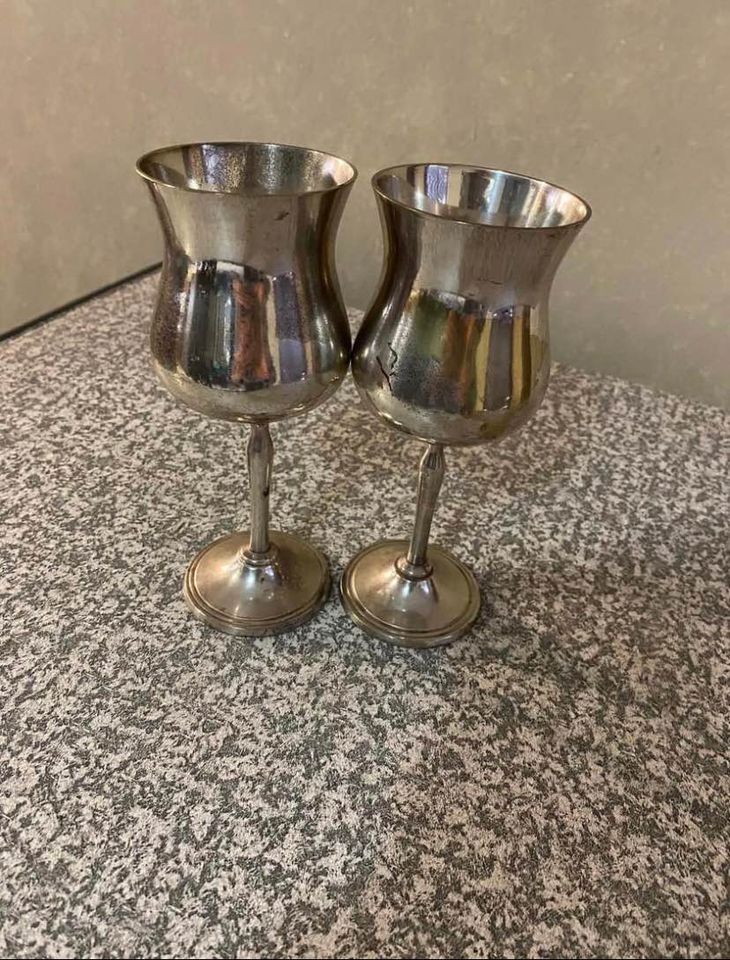 Antique silver goblets