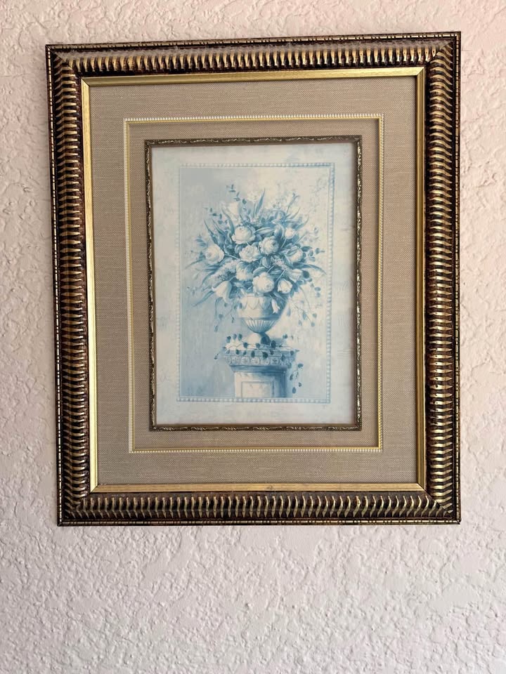 Framed art flowered picture