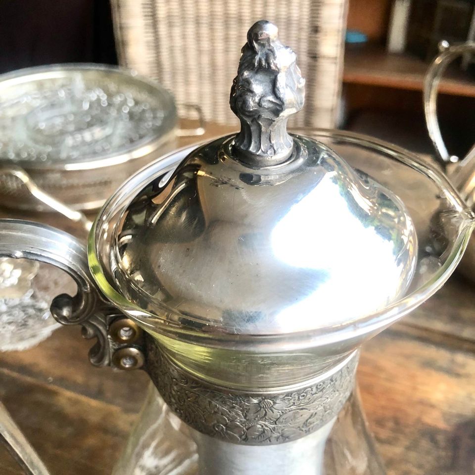 Vintage Silverplate Carafe Pitcher with Ice Insert