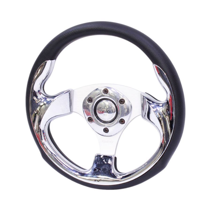 JJ-Racing Sport Steering Wheel – Black with Chrome Centre Design