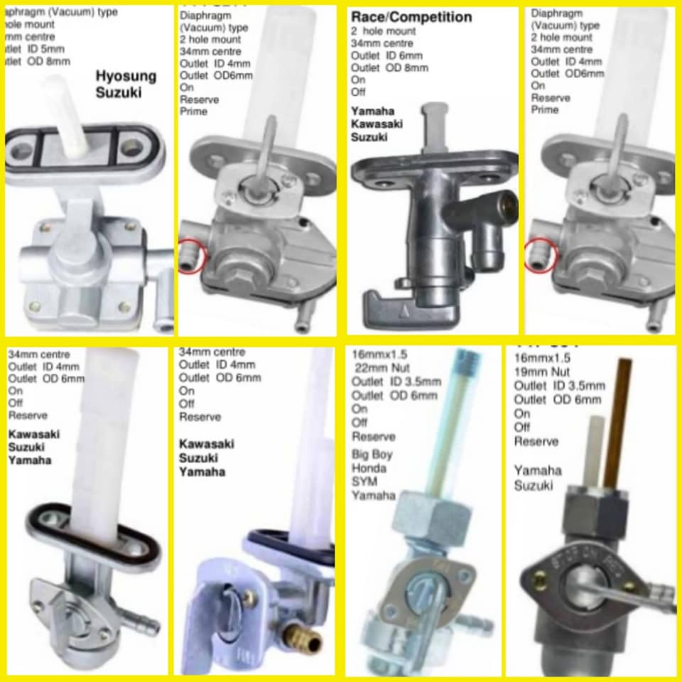 Bike Fuel taps,Fuel pump,Brake pads,Mirror's