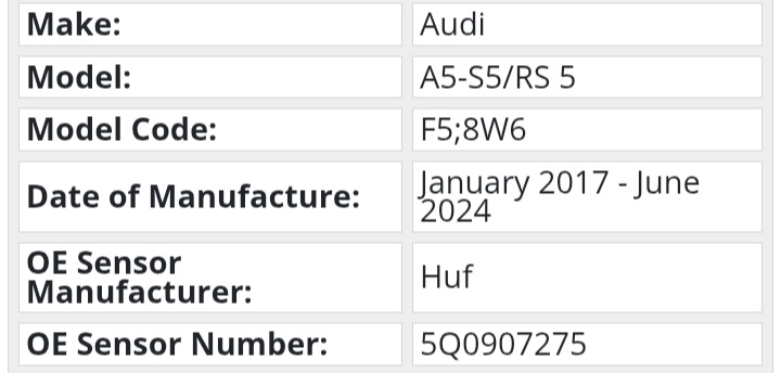 Audi A5 S5 RS5 TPMS tyre pressure monitor sensors and valves - Private Seller Audi A5 S5 RS5 TPMS tyre pressure monitor sensors and valves - Private Seller
