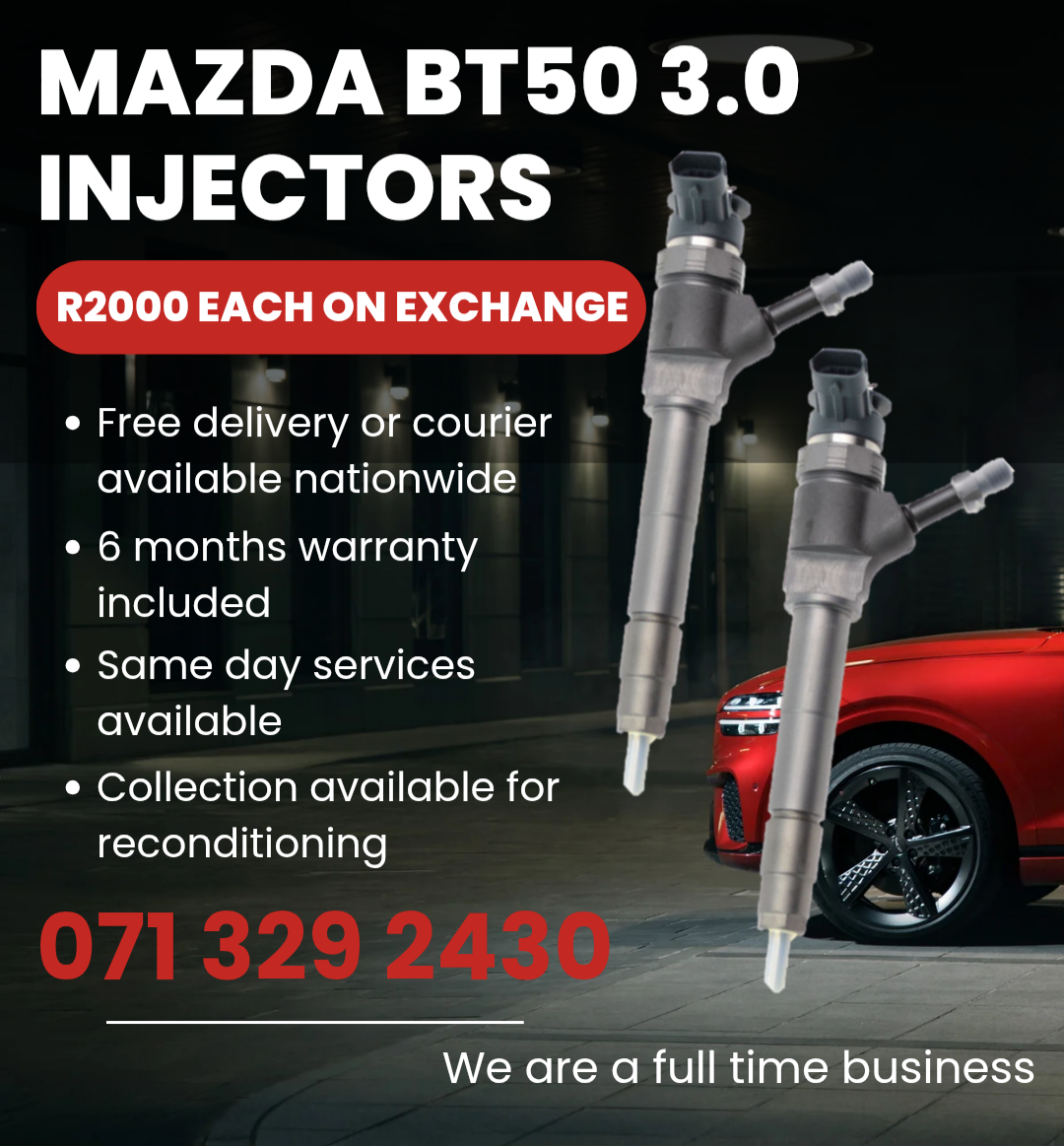 MAZDA BT50 3.0 DIESEL INJECTORS FOR SALE WITH WARRANTY