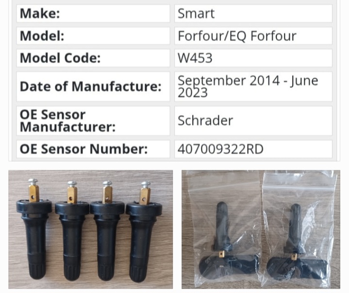 Smart ForFour TPMS tyre pressure monitor sensors and valves - Private Seller Smart ForFour TPMS tyre pressure monitor sensors and valves - Private Seller