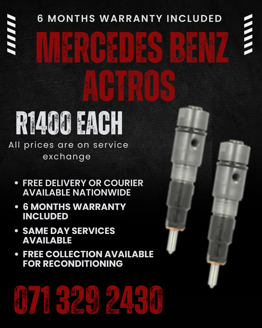MERCEDES BENZ ACTROS DIESEL INJECTORS FOR SALE WITH WARRANTY - Private Seller MERCEDES BENZ ACTROS DIESEL INJECTORS FOR SALE WITH WARRANTY - Private Seller