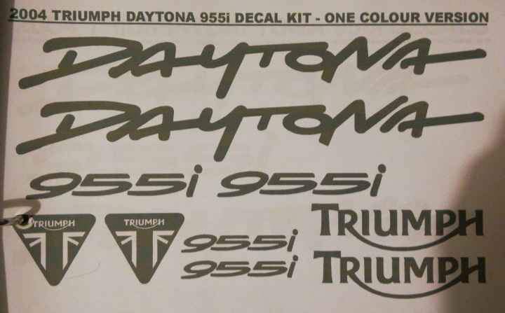 2004 Triumph Daytona 955i decals stickers vinyl graphics kits - Private Seller 2004 Triumph Daytona 955i decals stickers vinyl graphics kits - Private Seller