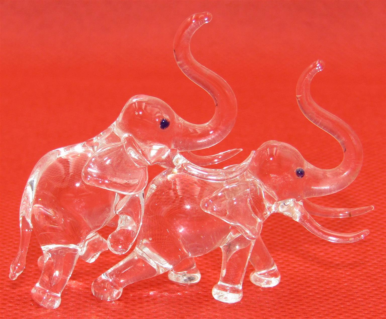 Miniature Glass Mounting Elephants