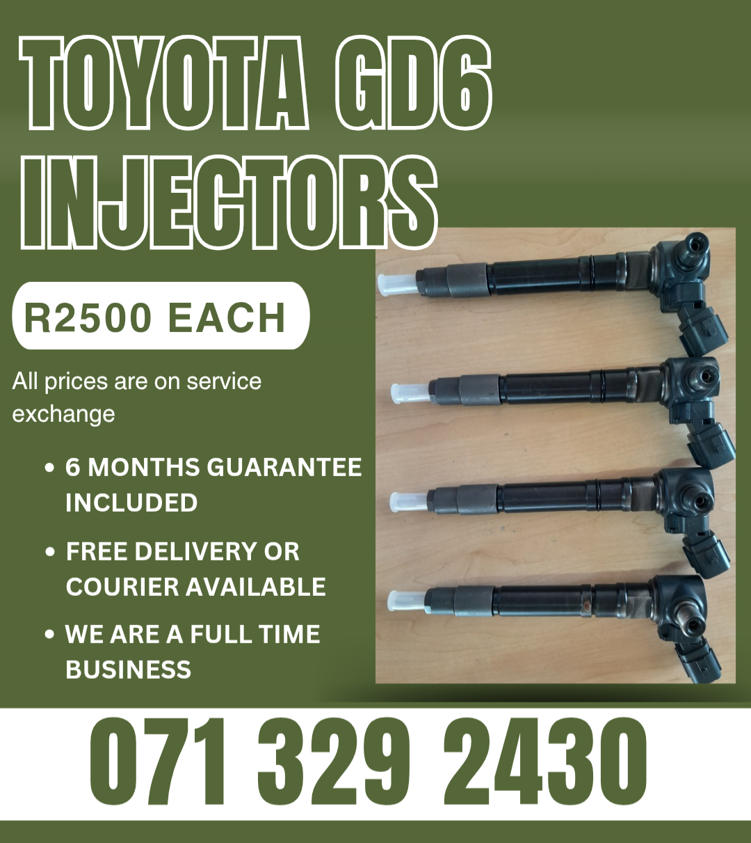 TOYOTA GD6 INJECTORS FOR SALE WITH WARRANTY - Private Seller TOYOTA GD6 INJECTORS FOR SALE WITH WARRANTY - Private Seller