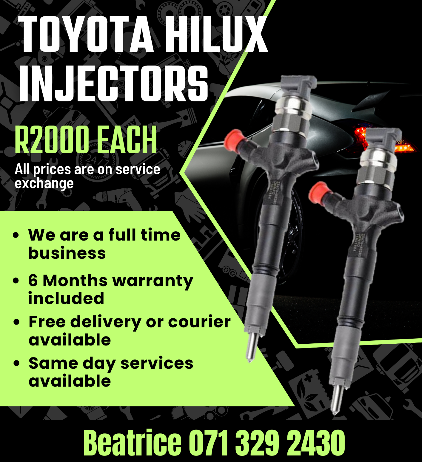 TOYOTA HILUX DIESEL INJECTORS FOR SALE WITH WARRANTY - Private Seller