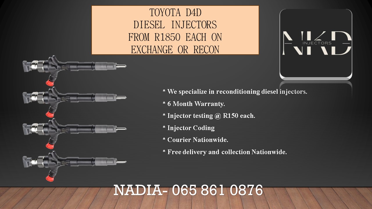 DIESEL INJECTORS FOR SALE FOR TOYOTA D4D DIESEL INJECTORS - Private Seller DIESEL INJECTORS FOR SALE FOR TOYOTA D4D DIESEL INJECTORS - Private Seller