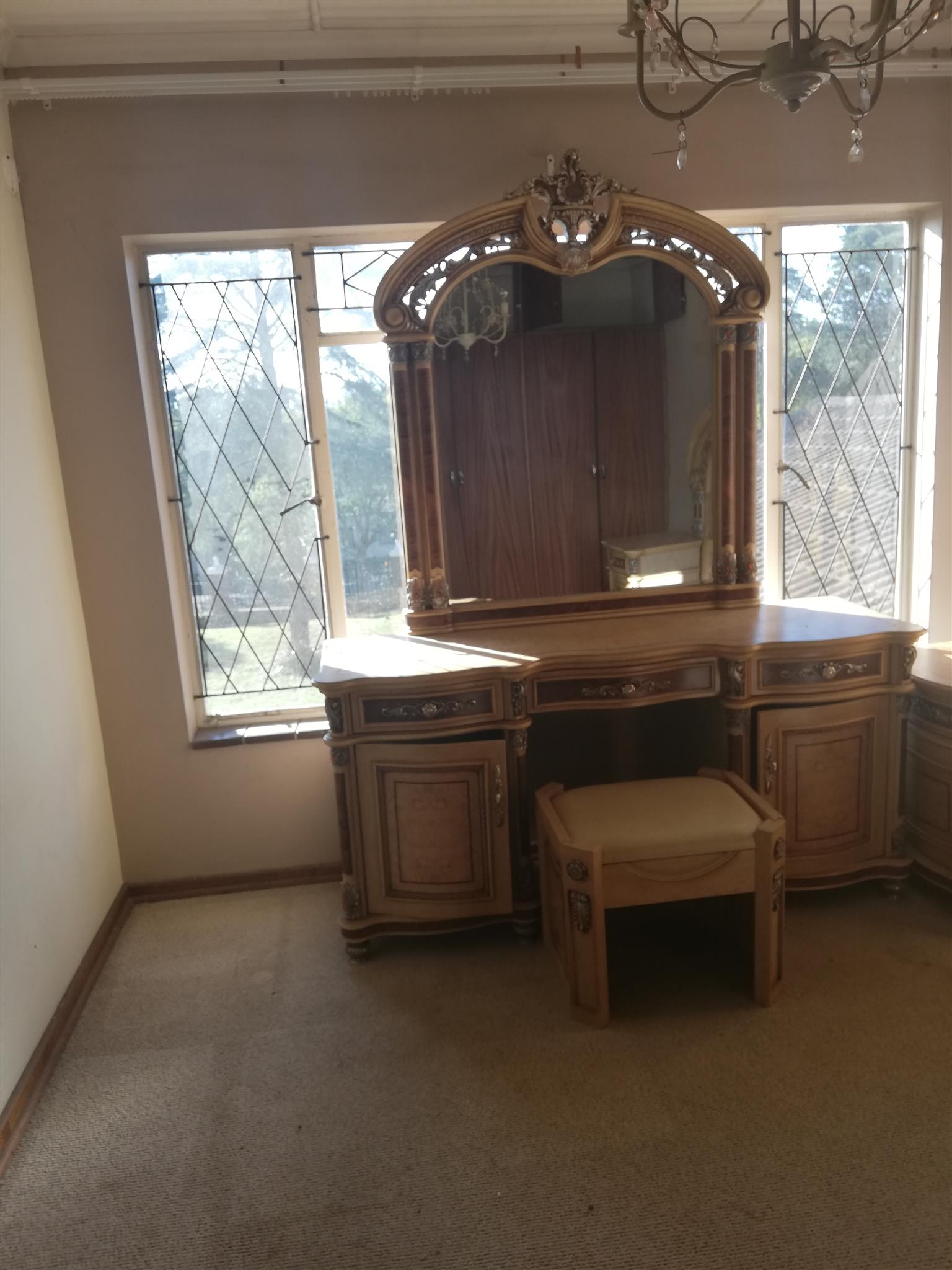 Victorian Headboard and dress table for sale